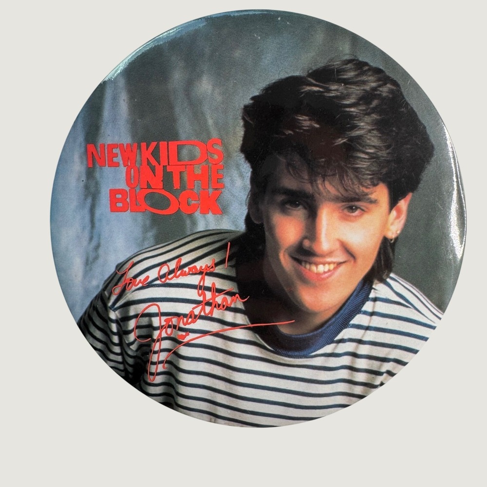 New Kids On The Block Jonathan Knight 6 Inch Vintage 1989 Pin Button Easel Back